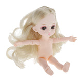 Maxbell Lovely 16cm Ball Jointed Girl Doll Nude Body DIY Parts Yellow Curly Hair