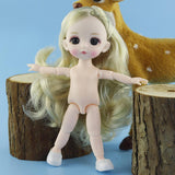 Maxbell Lovely 16cm Ball Jointed Girl Doll Nude Body DIY Parts Yellow Curly Hair