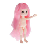 Maxbell Lovely 16cm Ball Jointed Girl Doll Nude Body DIY Parts Pink Hair with Bangs