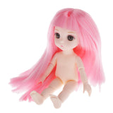 Maxbell Lovely 16cm Ball Jointed Girl Doll Nude Body DIY Parts Pink Hair with Bangs