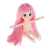 Maxbell Lovely 16cm Ball Jointed Girl Doll Nude Body DIY Parts Pink Hair with Bangs