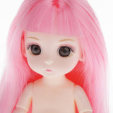 Maxbell Lovely 16cm Ball Jointed Girl Doll Nude Body DIY Parts Pink Hair with Bangs