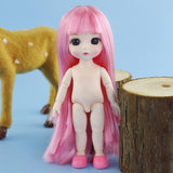 Maxbell Lovely 16cm Ball Jointed Girl Doll Nude Body DIY Parts Pink Hair with Bangs