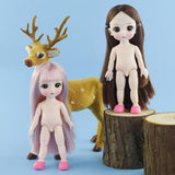 Maxbell Lovely 16cm Ball Jointed Girl Doll Nude Body DIY Parts Brown Straight Hair