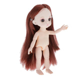 Maxbell Lovely 16cm Ball Jointed Girl Doll Nude Body DIY Parts Brown Straight Hair