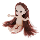 Maxbell Lovely 16cm Ball Jointed Girl Doll Nude Body DIY Parts Brown Straight Hair