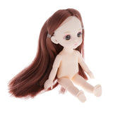 Maxbell Lovely 16cm Ball Jointed Girl Doll Nude Body DIY Parts Brown Straight Hair