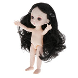 Maxbell Lovely 16cm Ball Jointed Girl Doll Nude Body DIY Parts Black Curly Hair