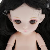 Maxbell Lovely 16cm Ball Jointed Girl Doll Nude Body DIY Parts Black Curly Hair