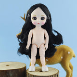 Maxbell Lovely 16cm Ball Jointed Girl Doll Nude Body DIY Parts Black Curly Hair