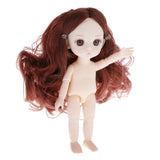 Maxbell Lovely 16cm Ball Jointed Girl Doll Nude Body DIY Parts Brown Curly Hair