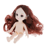 Maxbell Lovely 16cm Ball Jointed Girl Doll Nude Body DIY Parts Brown Curly Hair