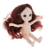 Maxbell Lovely 16cm Ball Jointed Girl Doll Nude Body DIY Parts Brown Curly Hair