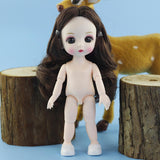 Maxbell Lovely 16cm Ball Jointed Girl Doll Nude Body DIY Parts Brown Curly Hair