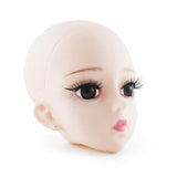 Maxbell Plastic Girl Doll Head 4D Real Eyelashes for 1/3 Doll Body Parts Brown Eyes