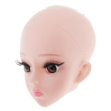 Maxbell Plastic Girl Doll Head 4D Real Eyelashes for 1/3 Doll Body Parts Brown Eyes