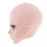 Maxbell Plastic Girl Doll Head 4D Real Eyelashes for 1/3 Doll Body Parts Brown Eyes