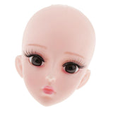 Maxbell Plastic Girl Doll Head 4D Real Eyelashes for 1/3 Doll Body Parts Brown Eyes