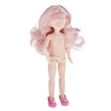 Maxbell Lovely 28cm Girl Doll Nude Body Part Light Pink Curly Hair Bangs
