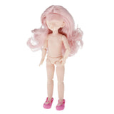Maxbell Lovely 28cm Girl Doll Nude Body Part Light Pink Curly Hair Bangs
