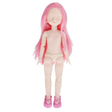 Maxbell Lovely 28cm Girl Doll Nude Body Part Rose Pink Straight Hair Central Parting