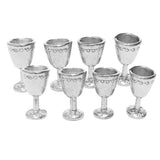 Maxbell 8xWine Glass Goblet Simulation Furniture for Miniature Dollhouse Accs Silver