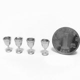 Maxbell 8xWine Glass Goblet Simulation Furniture for Miniature Dollhouse Accs Silver