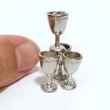 Maxbell 8xWine Glass Goblet Simulation Furniture for Miniature Dollhouse Accs Silver