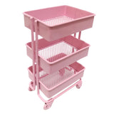 Maxbell 1/12 Dolls Metal Storage Shelf with Wheels Doll House Furniture Parts Pink