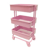 Maxbell 1/12 Dolls Metal Storage Shelf with Wheels Doll House Furniture Parts Pink