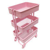 Maxbell 1/12 Dolls Metal Storage Shelf with Wheels Doll House Furniture Parts Pink