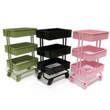 Maxbell 1/12 Dolls Metal Storage Shelf with Wheels Doll House Furniture Parts Pink