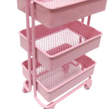 Maxbell 1/12 Dolls Metal Storage Shelf with Wheels Doll House Furniture Parts Pink