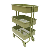 Maxbell 1/12 Dolls Metal Storage Shelf with Wheels Doll House Furniture Parts Green