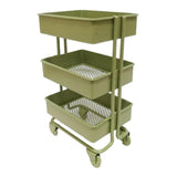 Maxbell 1/12 Dolls Metal Storage Shelf with Wheels Doll House Furniture Parts Green