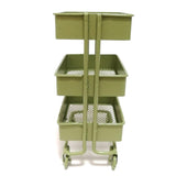 Maxbell 1/12 Dolls Metal Storage Shelf with Wheels Doll House Furniture Parts Green