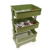 Maxbell 1/12 Dolls Metal Storage Shelf with Wheels Doll House Furniture Parts Green