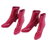 Maxbell 2Pairs of Plastic Dolls Ankle Boot Shoes for 1/12 Woman Figures Accs Red