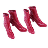 Maxbell 2Pairs of Plastic Dolls Ankle Boot Shoes for 1/12 Woman Figures Accs Red