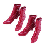 Maxbell 2Pairs of Plastic Dolls Ankle Boot Shoes for 1/12 Woman Figures Accs Red