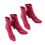 Maxbell 2Pairs of Plastic Dolls Ankle Boot Shoes for 1/12 Woman Figures Accs Red