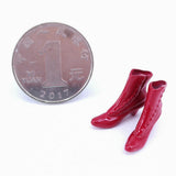 Maxbell 2Pairs of Plastic Dolls Ankle Boot Shoes for 1/12 Woman Figures Accs Red