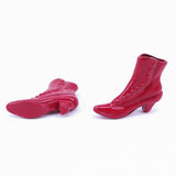 Maxbell 2Pairs of Plastic Dolls Ankle Boot Shoes for 1/12 Woman Figures Accs Red