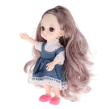 Maxbell 16cm 13 Joints Doll Dress Up White Skin Doll Gray Curly Hair