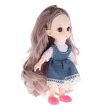 Maxbell 16cm 13 Joints Doll Dress Up White Skin Doll Gray Curly Hair