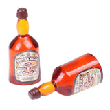 Maxbell 2 Pcs 1:12 Dollhouse Miniature Whiskey Wine Bottle Accessories Model Toy