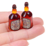 Maxbell 2 Pcs 1:12 Dollhouse Miniature Whiskey Wine Bottle Accessories Model Toy