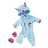 Maxbell 18 Inch American Doll Clothes Unicorn Jumpsuit Shoes Set Accessory Blue