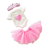 Maxbell 18'' American Girls Doll Princess Skirt Bodysuit & Crown Set Pink Love