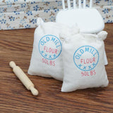 Maxbell 1/12 Dollhouse Miniature Two Bags Flour And Rolling Pin Toy for Kitchen